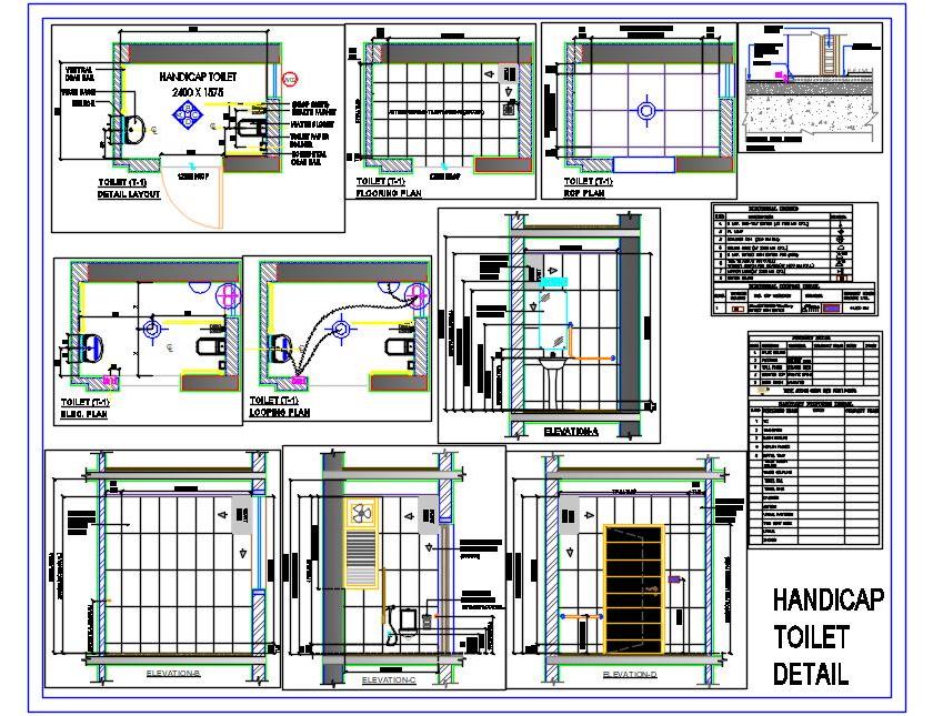 Handicap Toilet Detail DWG- Layout & Details